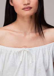 Drawstring Bardot Linen Top
