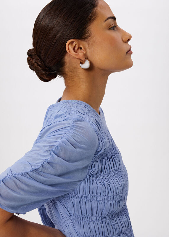 Pale Blue Petite Avery Smocked Dress