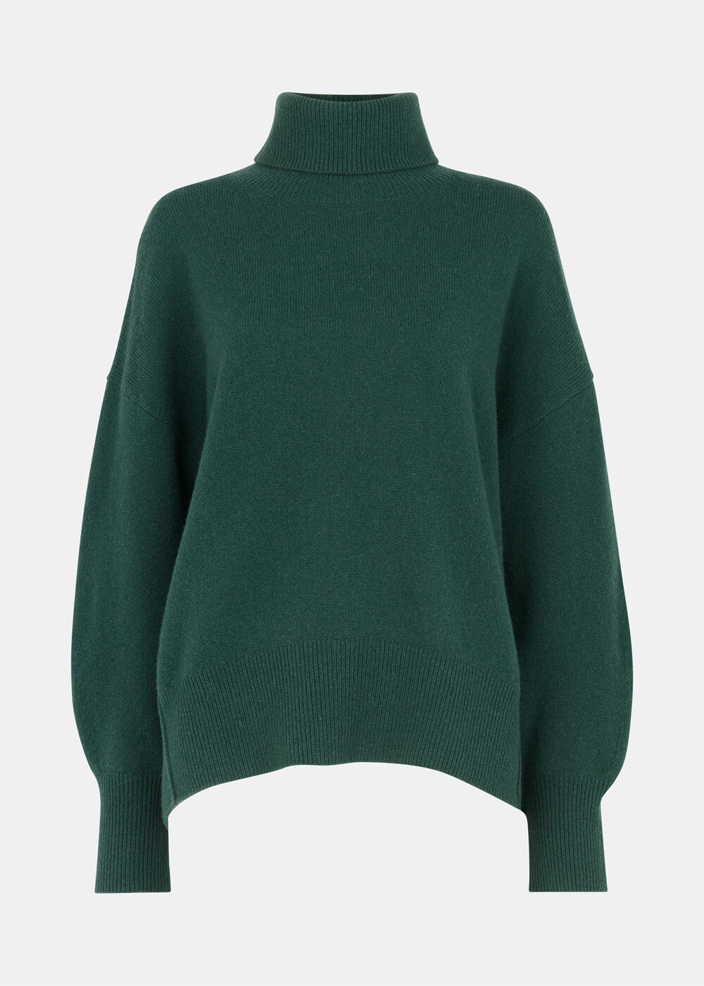 Wool Roll Curved Hem Knit