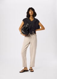 Linen Barrel Leg Trouser