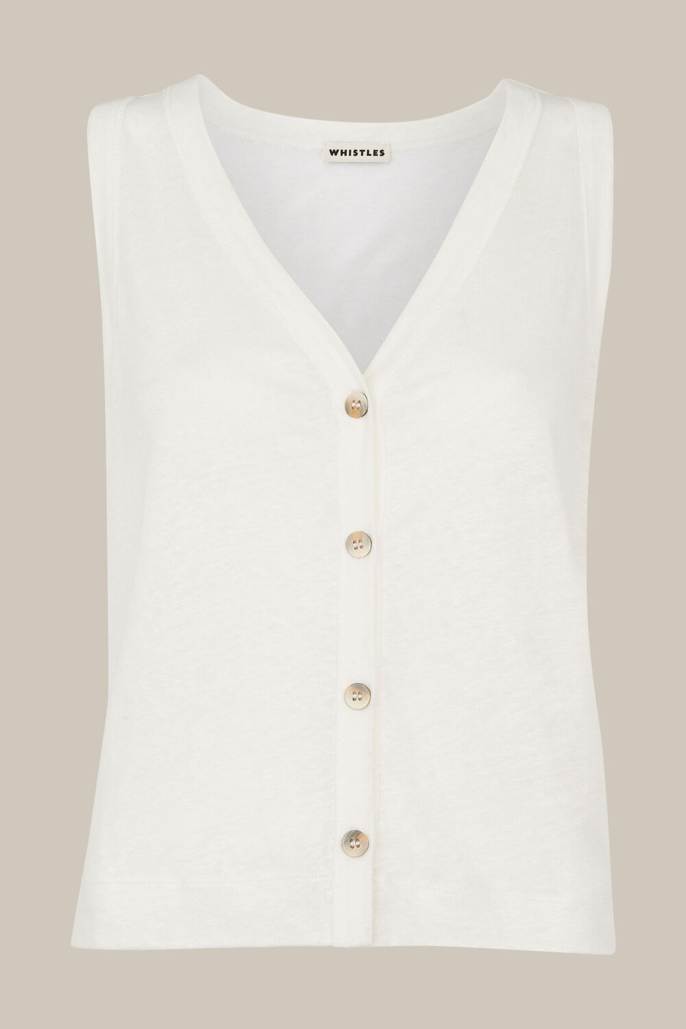Linen Button Front Vest Top