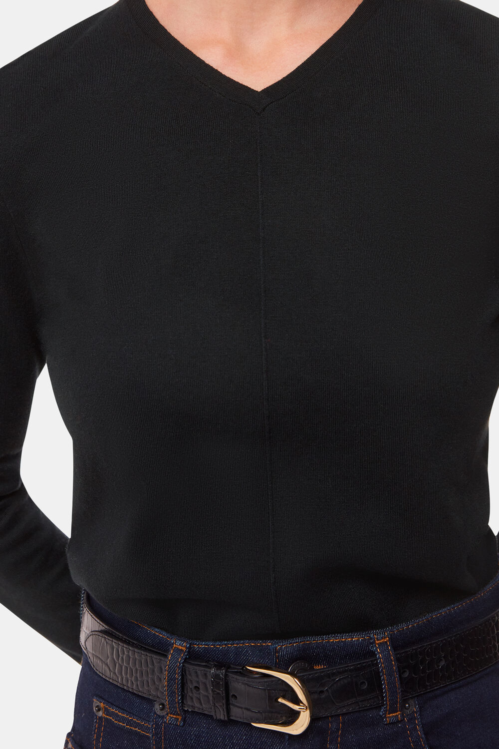 Black Mila V Neck Knit