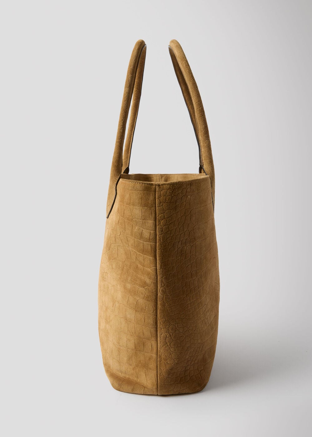 Neutral Leandra Croc Suede Tote Bag