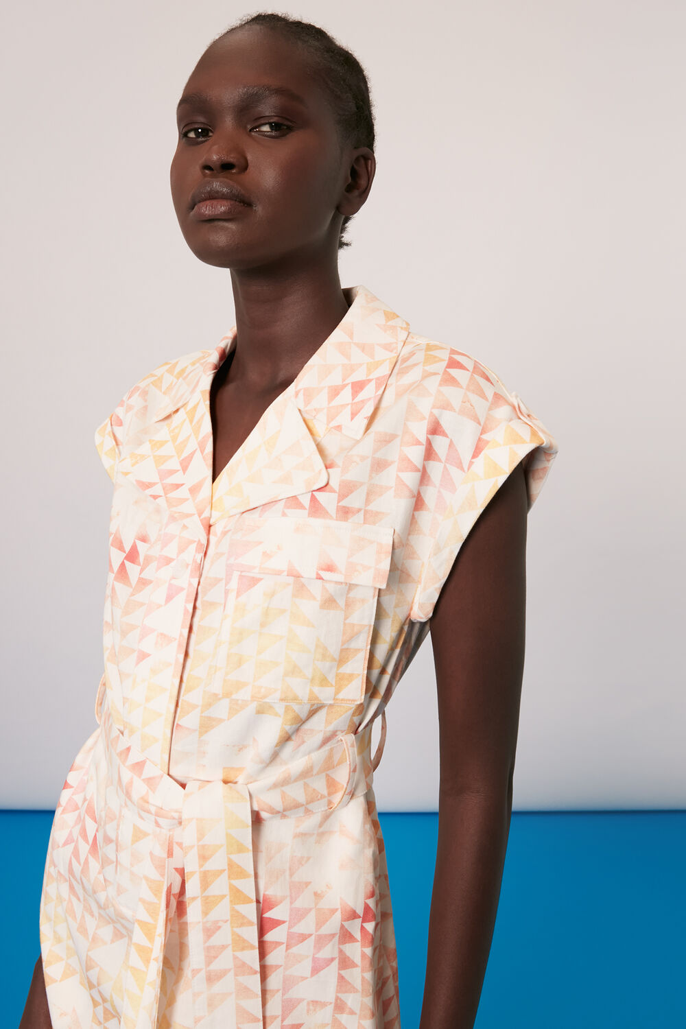 Hexagon Print Midi Dress
