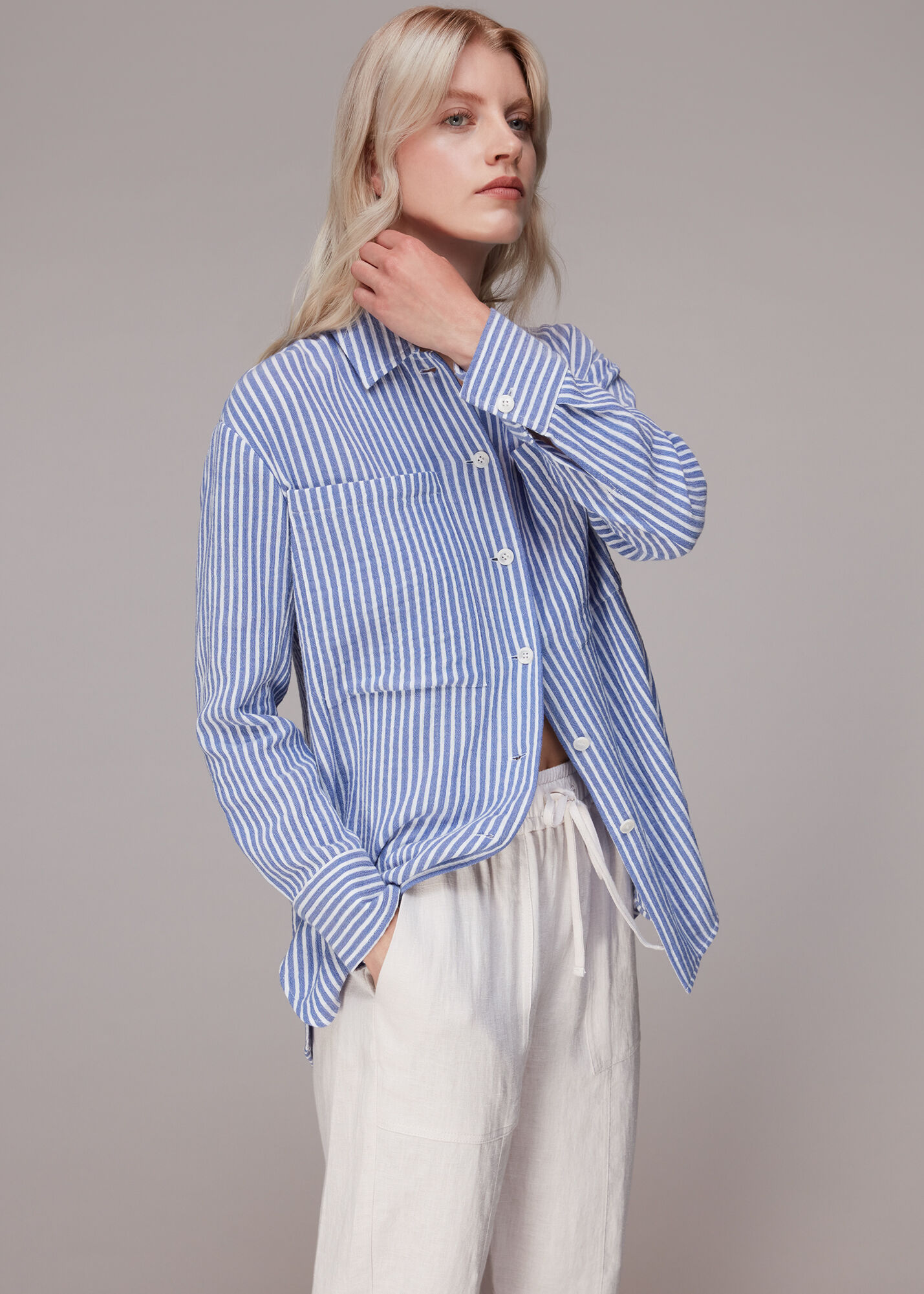 Stone Linen Cargo Trouser | WHISTLES 