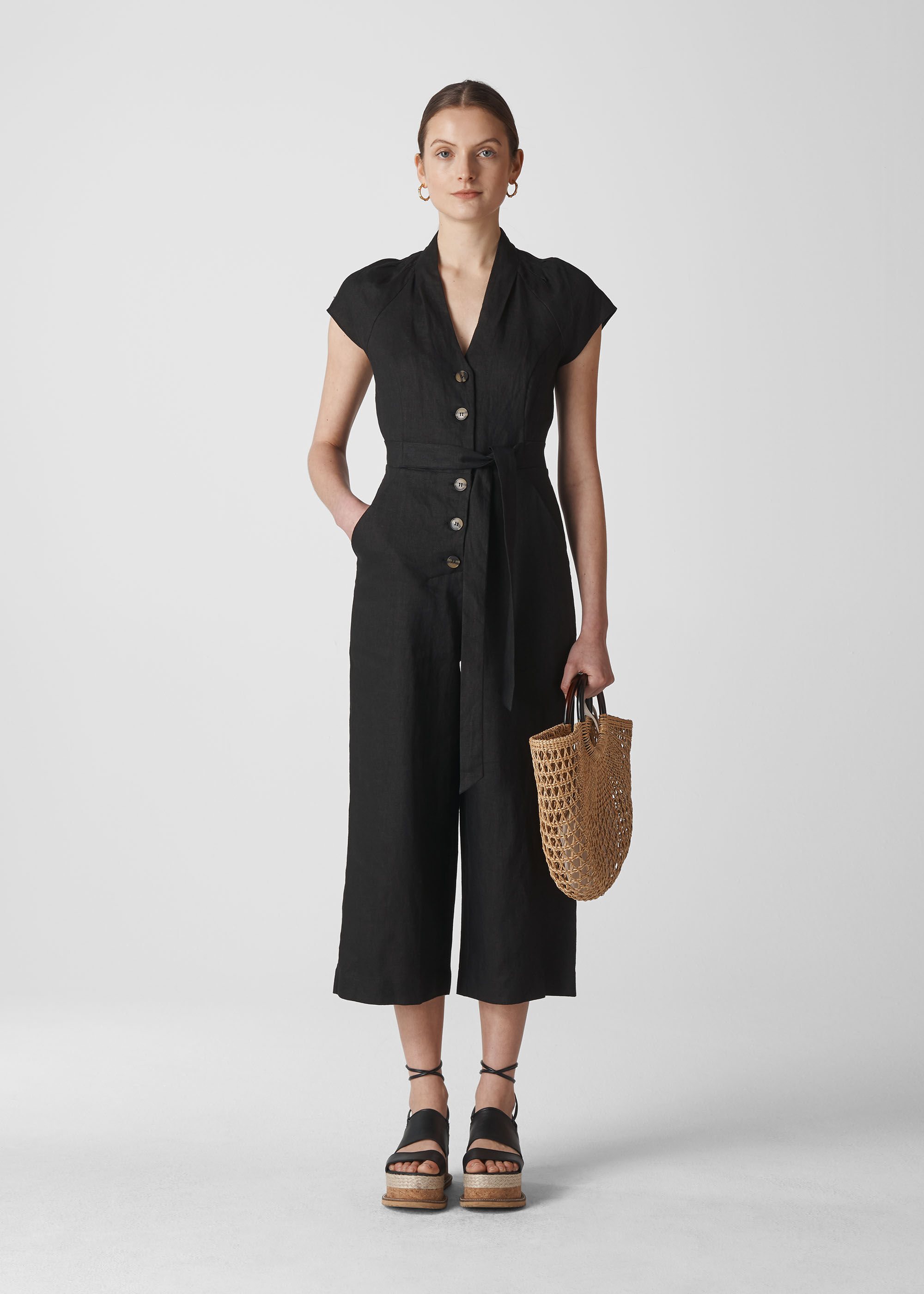 sana linen button jumpsuit