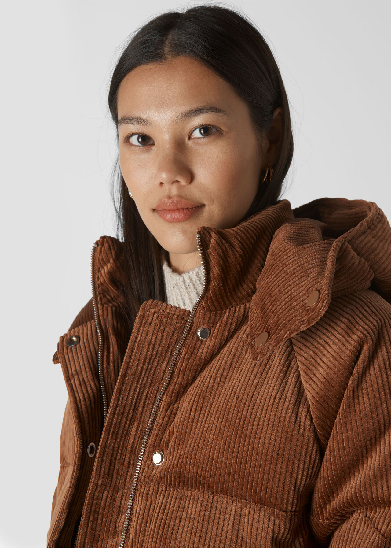 Casey Cord Puffer Jacket Brown