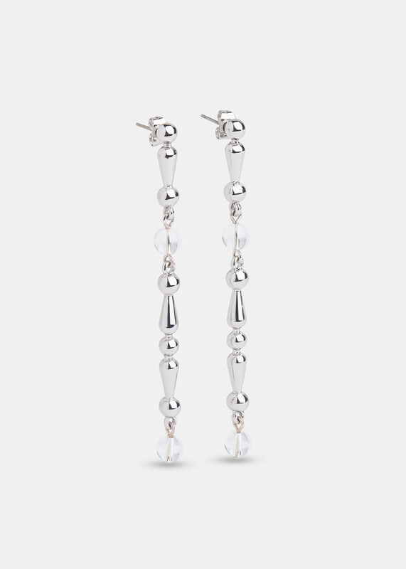 Silver Mixed Bead Drop Earring