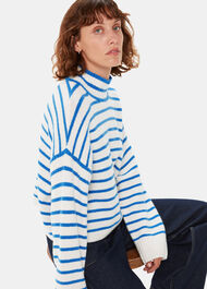 Stripe Rib Detail Funnel Knit