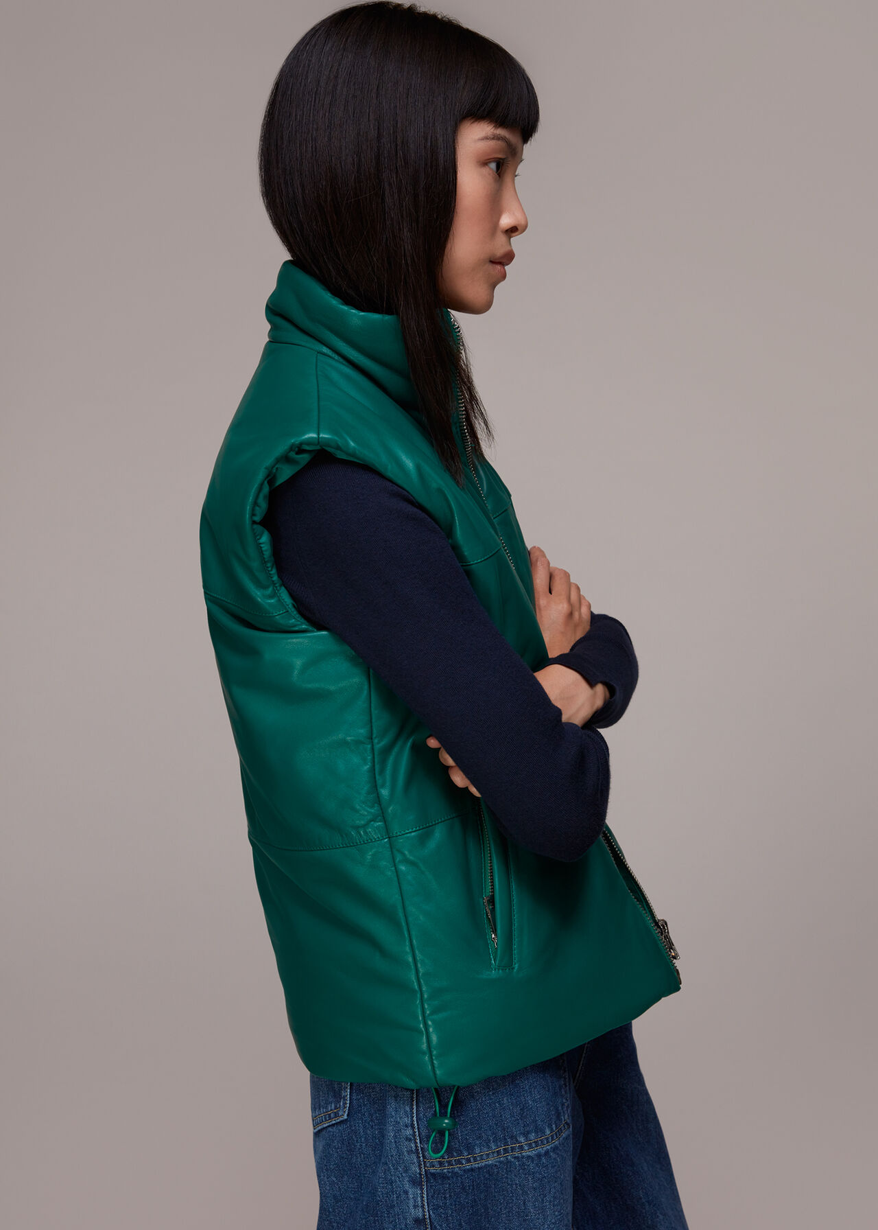 Leather Puffer Quilted Gilet