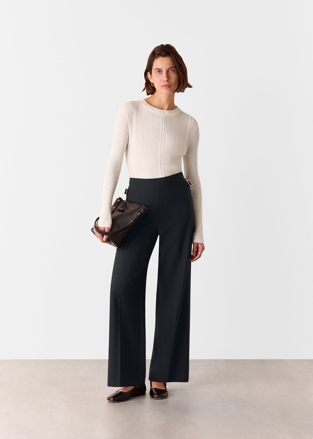 Wool Blend Tab Detail Trouser