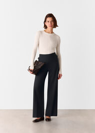 Petite Wool Blend Tab Detail Trouser