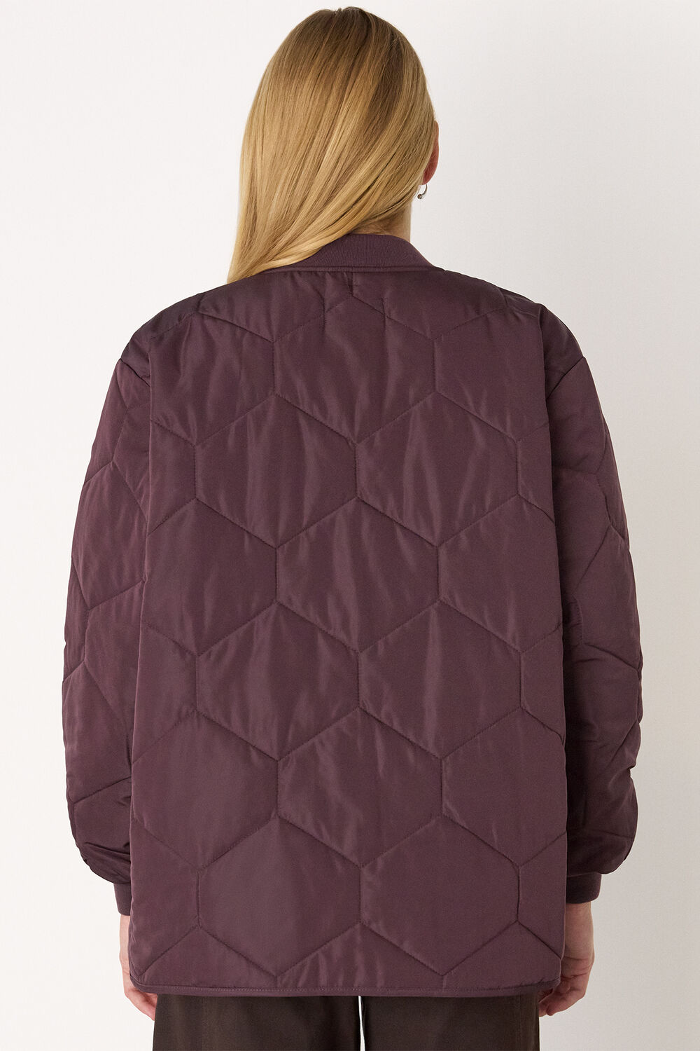 Burgundy Ida Short Quilted Coat