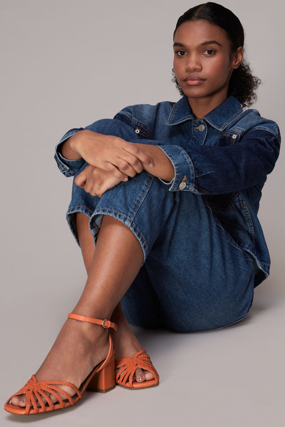 Orange Blakely Plaited Heel Sandal