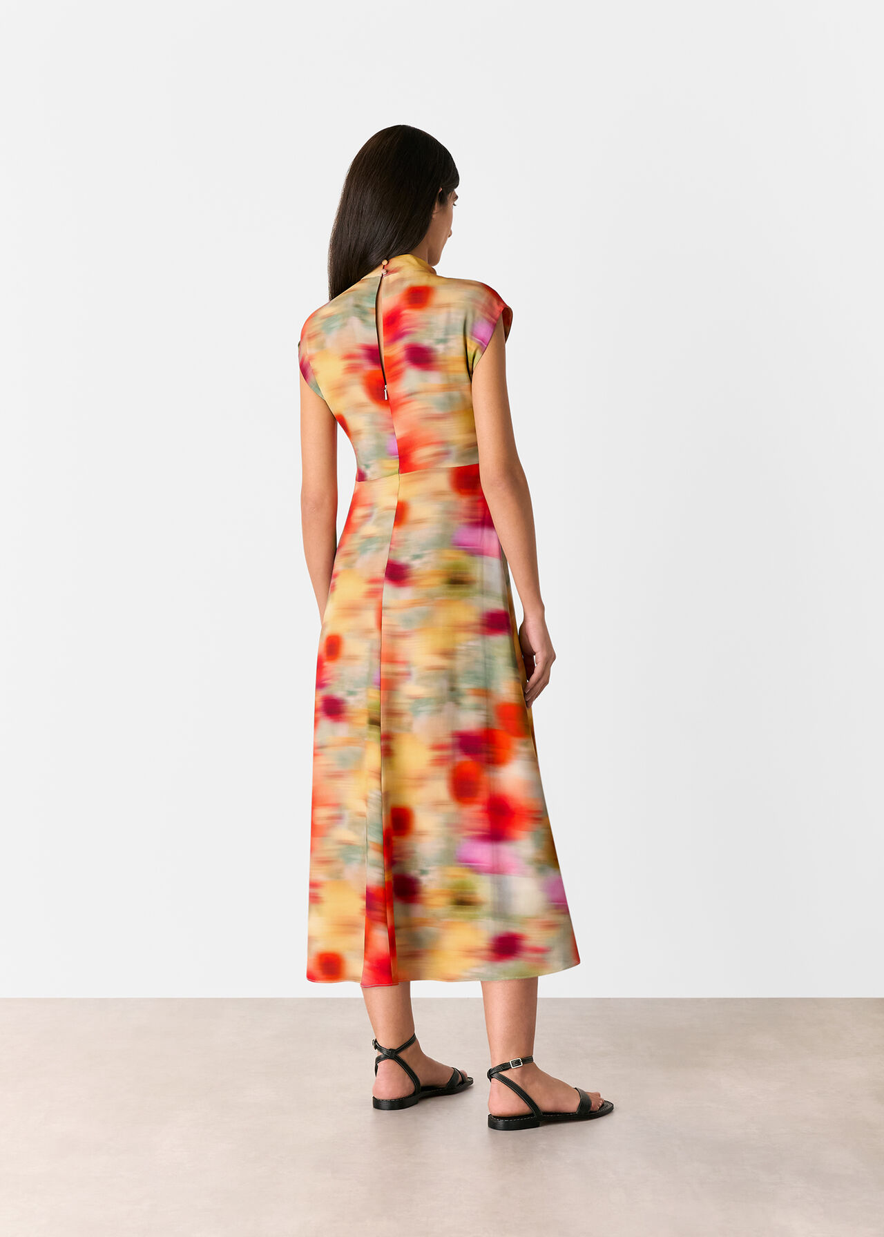 Photographic Flower Midi Dress