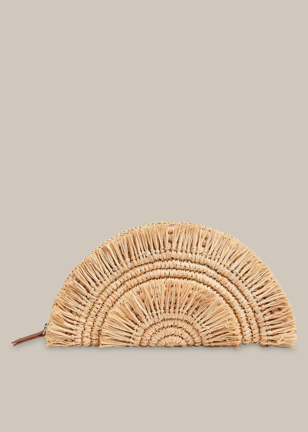 Santino Fringe Straw Clutch Neutral