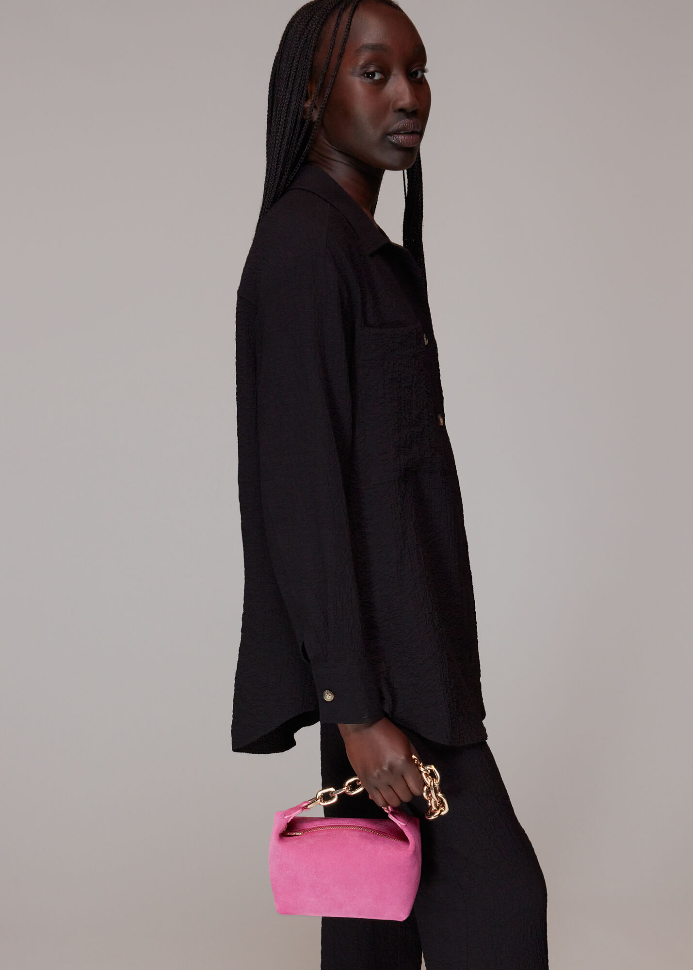 Suede sales chain bag