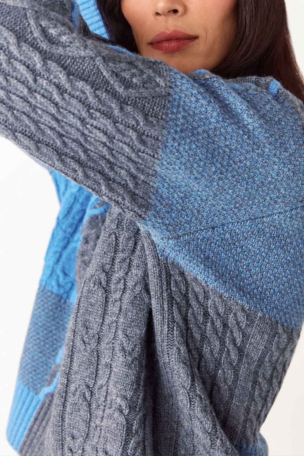 Patchwork Cable Knit Sweater