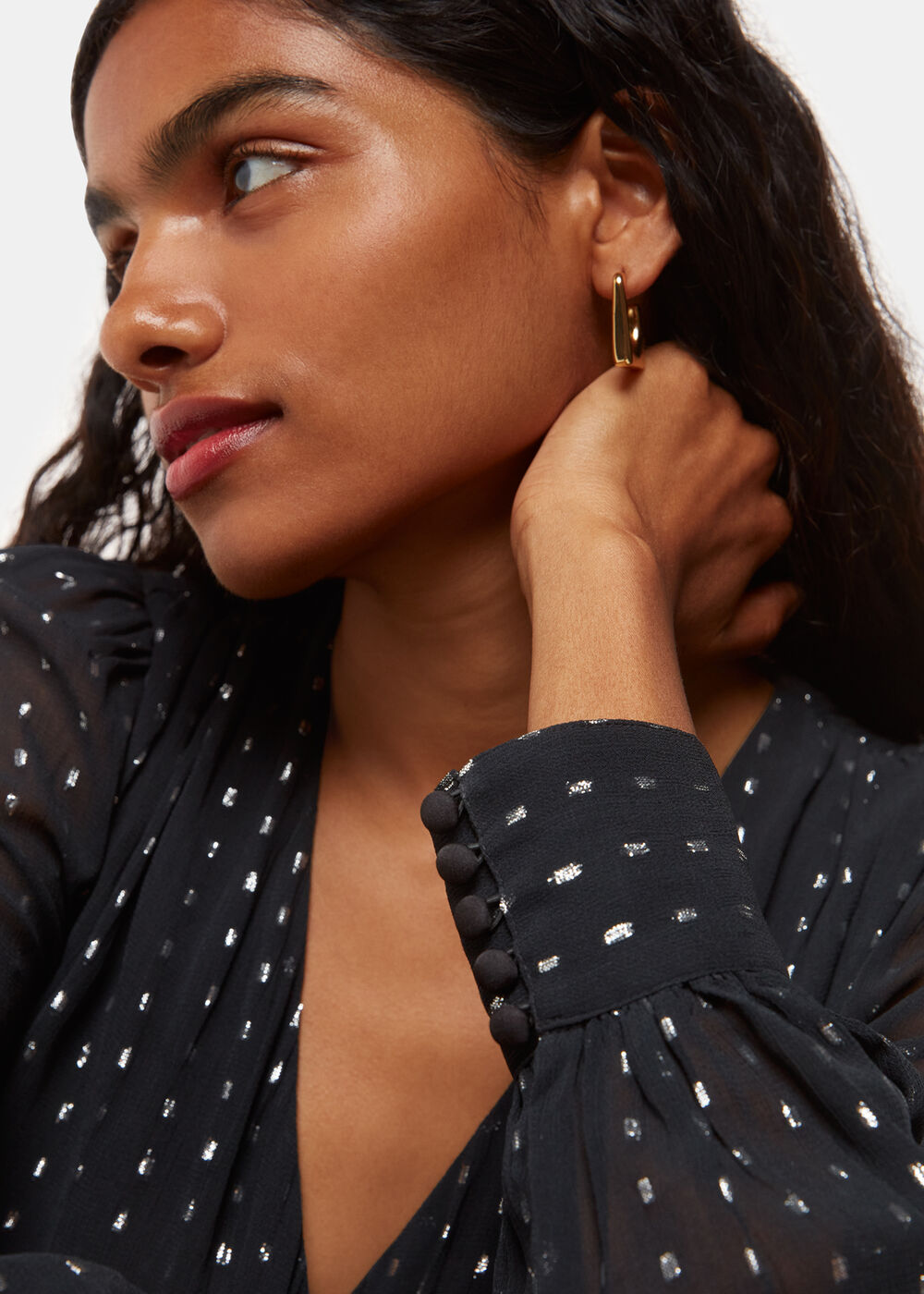 Petite Metallic Stripe Midi Dress