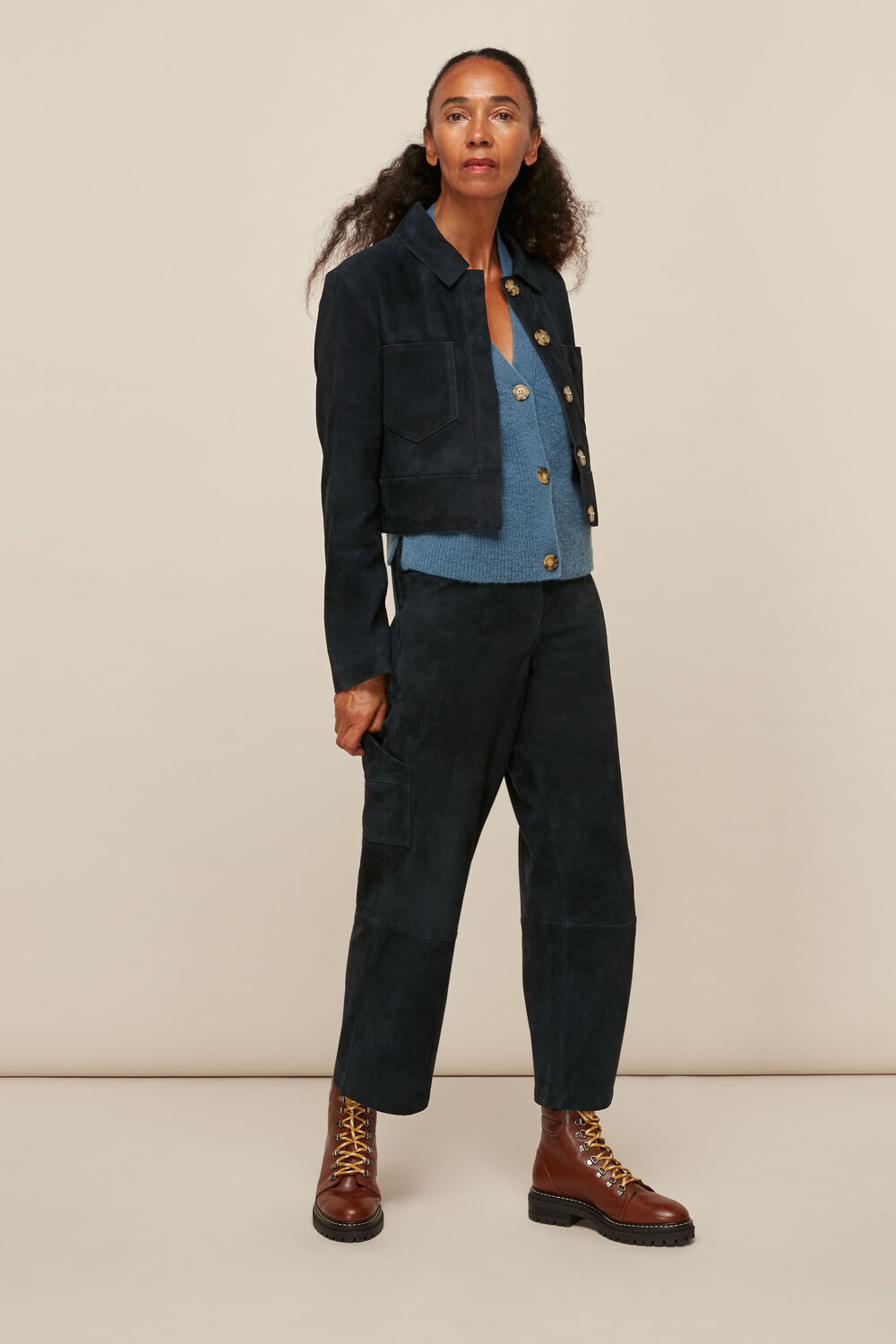Rib Textured Wool Mix Cardigan