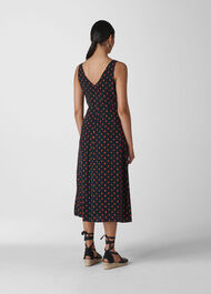 Scattered Leaf Tie Front Skirt Navy/Multi