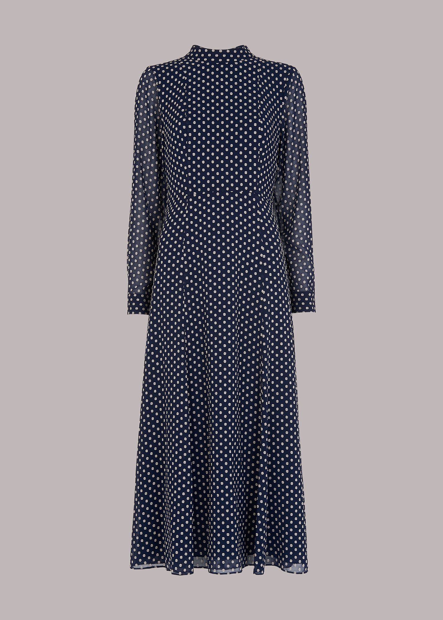 Navy/Multi Dobby High Neck Dress WHISTLES
