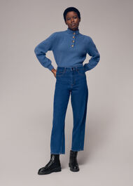 Puff Sleeve Button Sweat