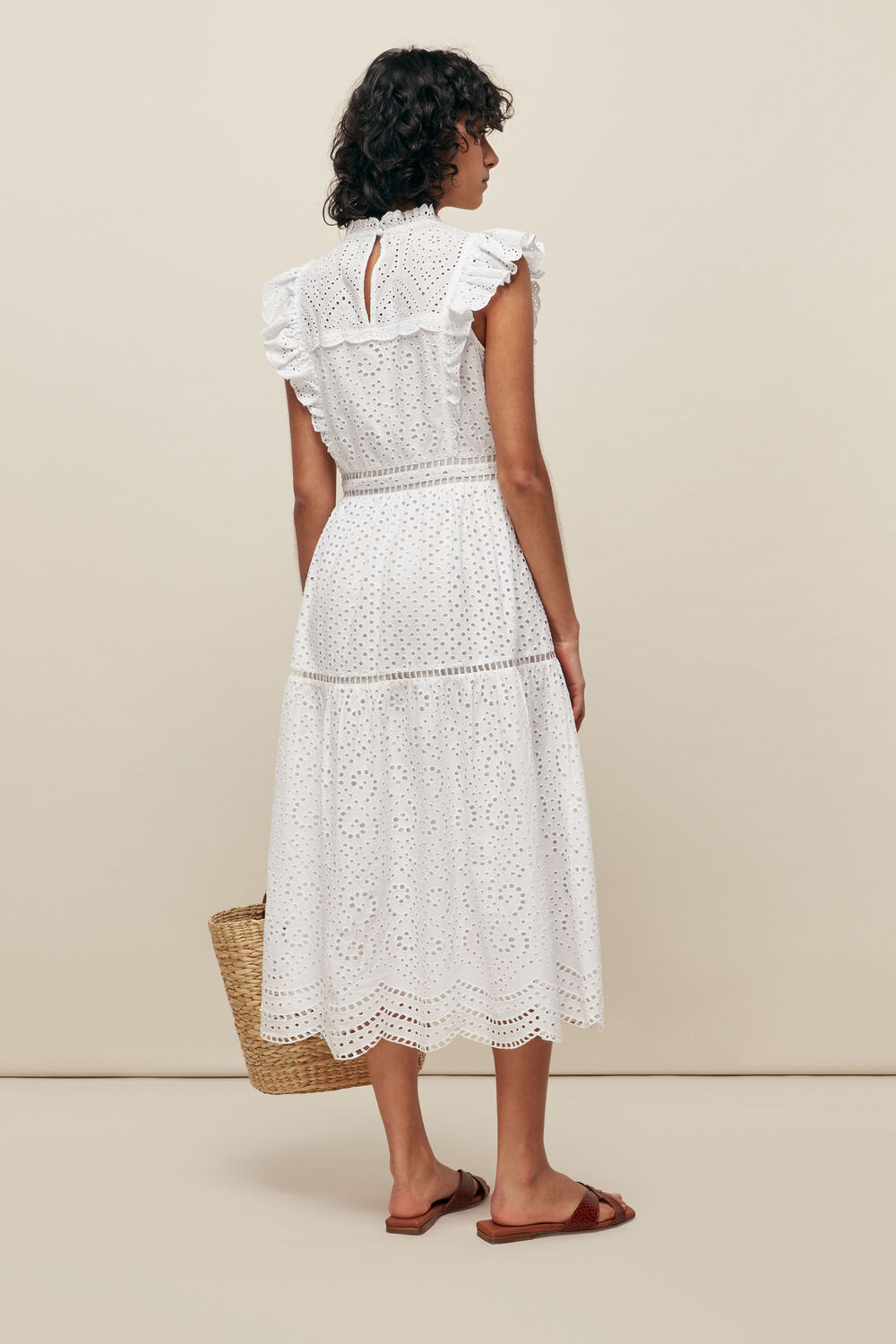 White Broderie Frill Sleeve Dress | WHISTLES | Whistles UK |
