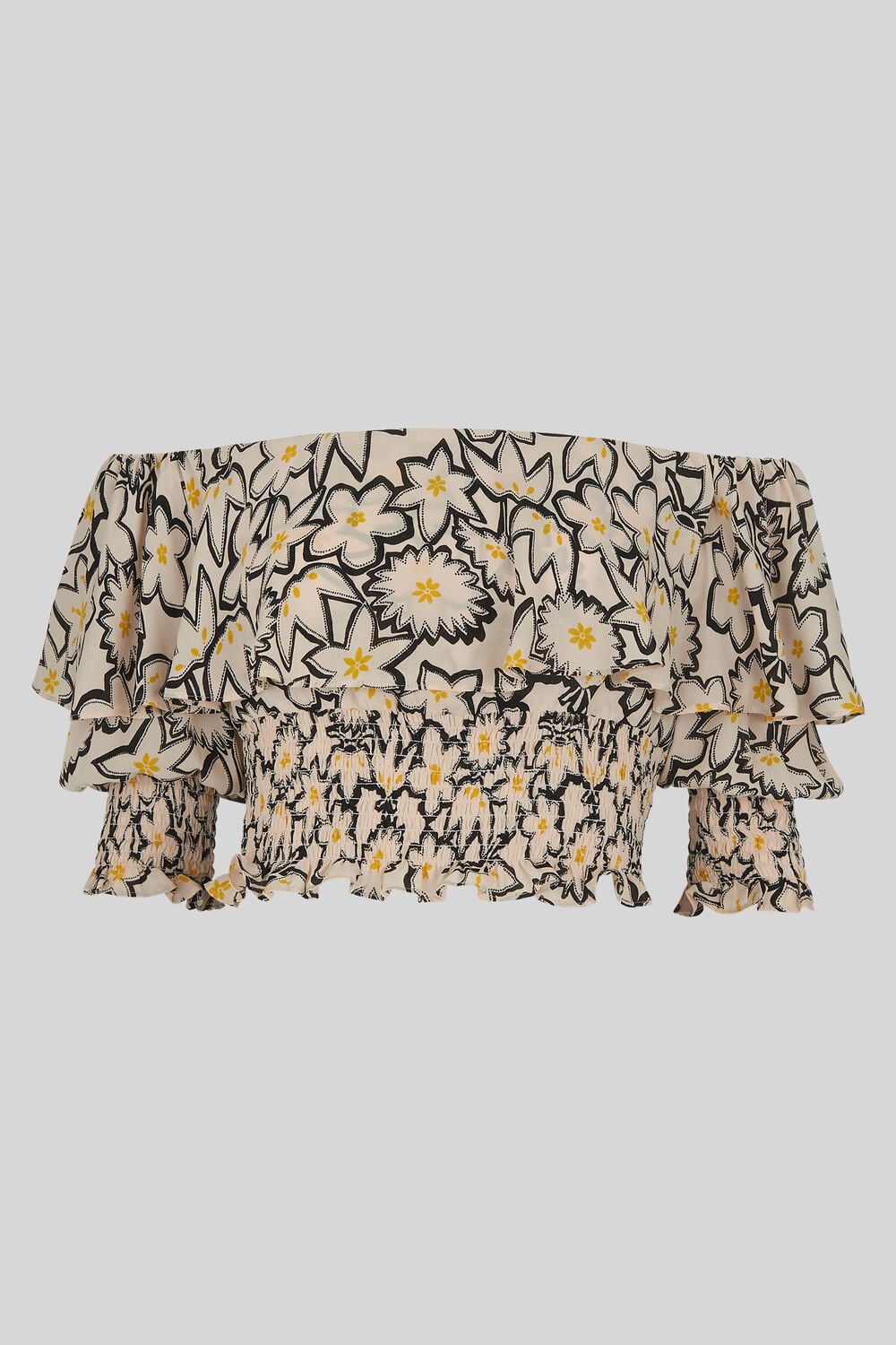 Adela Floral Print Silk Top White/Multi