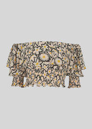 Adela Floral Print Silk Top White/Multi