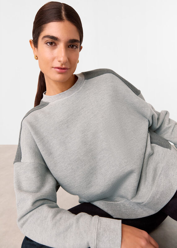 Grey Marl Contrast Detail Sweat