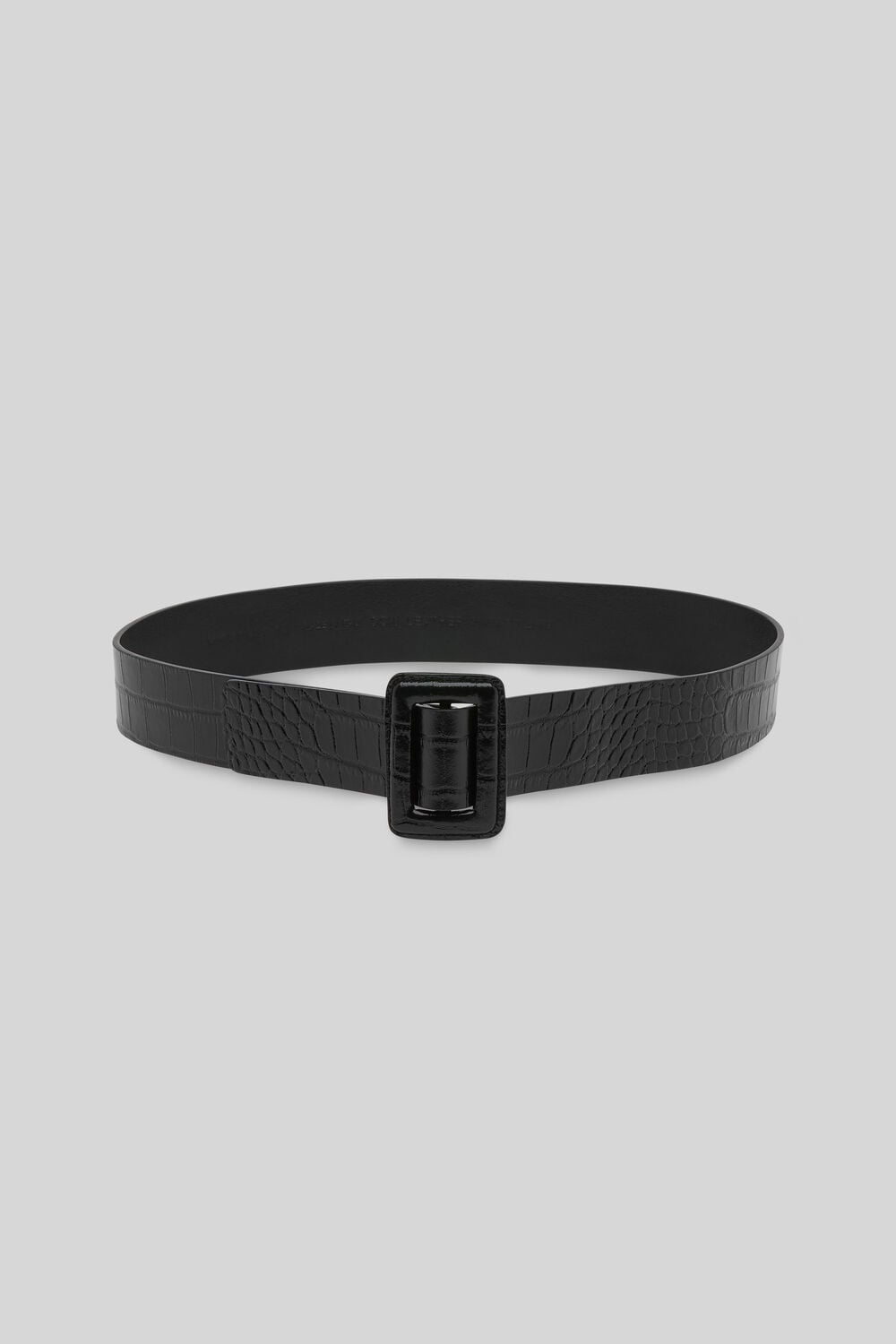 Croc Leather Belt Black