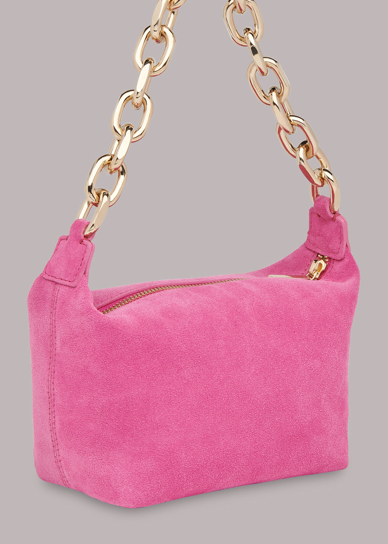 Pink Naia Suede Chain Bag | WHISTLES