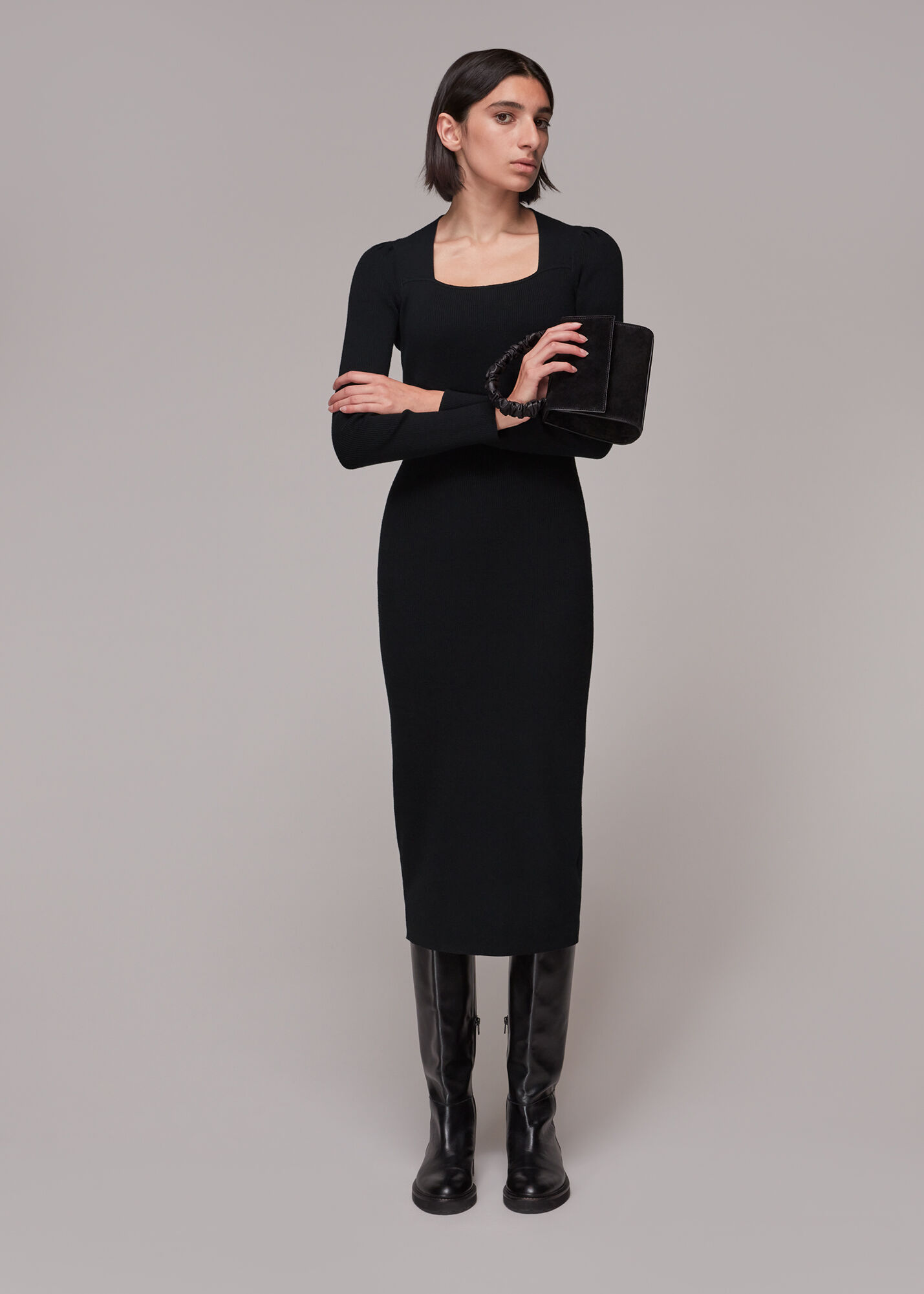 Black straight outlet neck dress