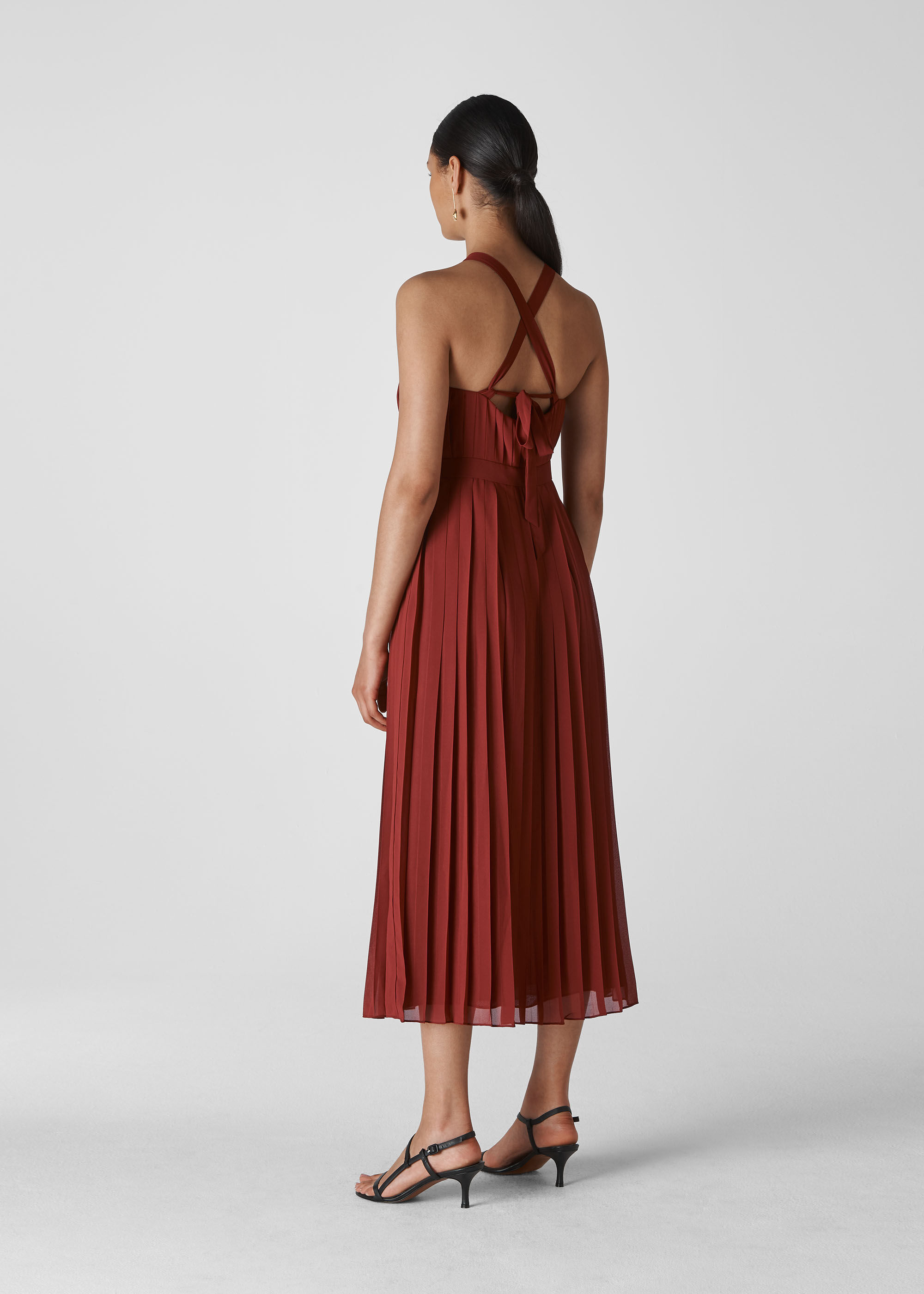 Maroon pleated deals dress