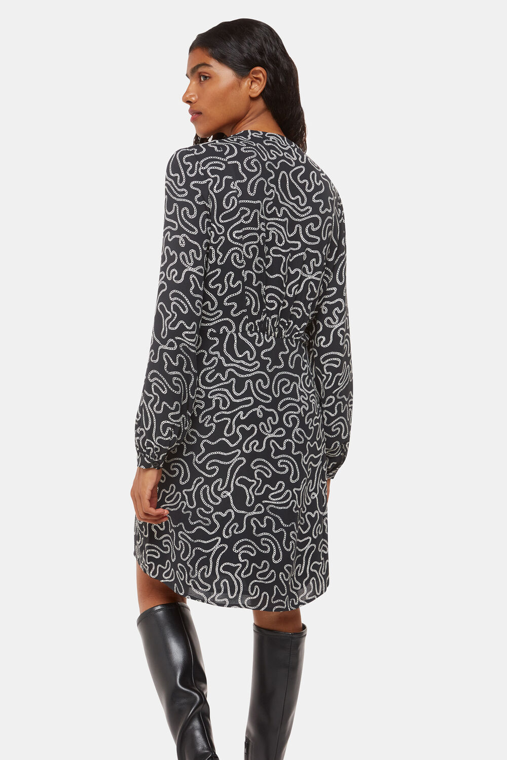 Black Petite Chain Print Flippy Dress