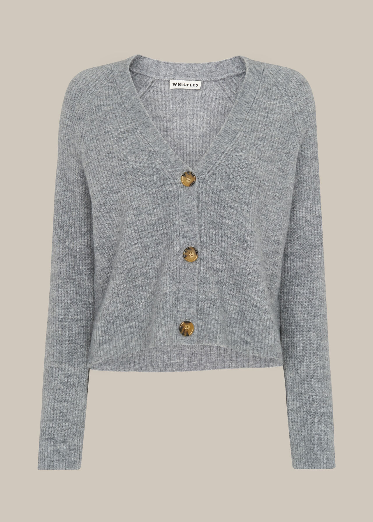 Rib Textured Cardigan Grey