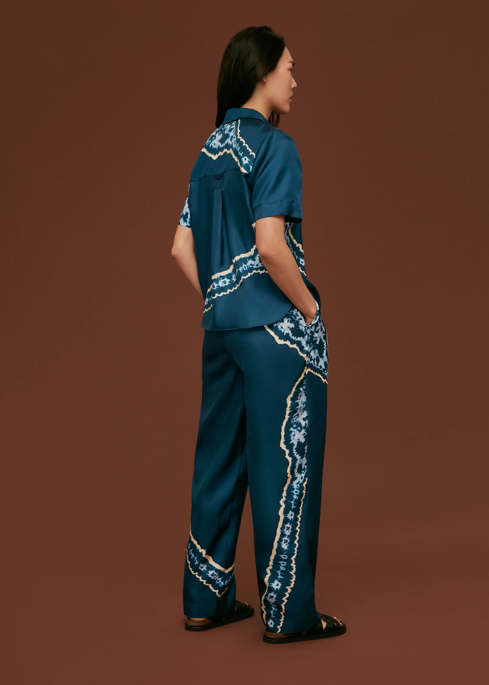 Blue/Multi Silk Tie Dye Shirt 