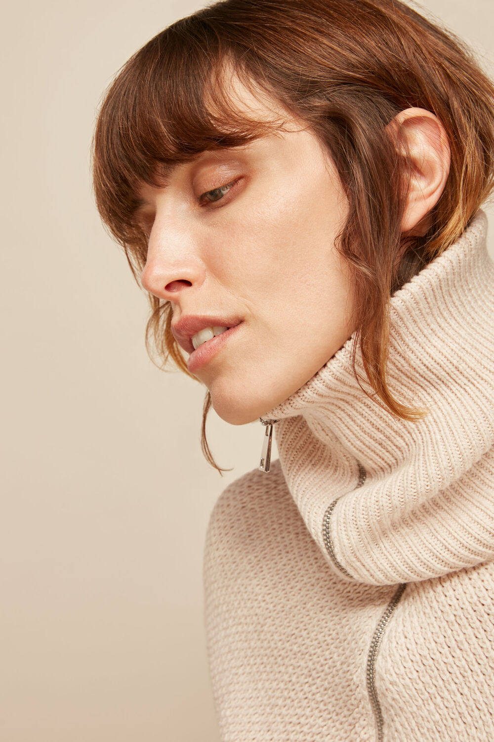 Knitted Zip Neck Sweater
