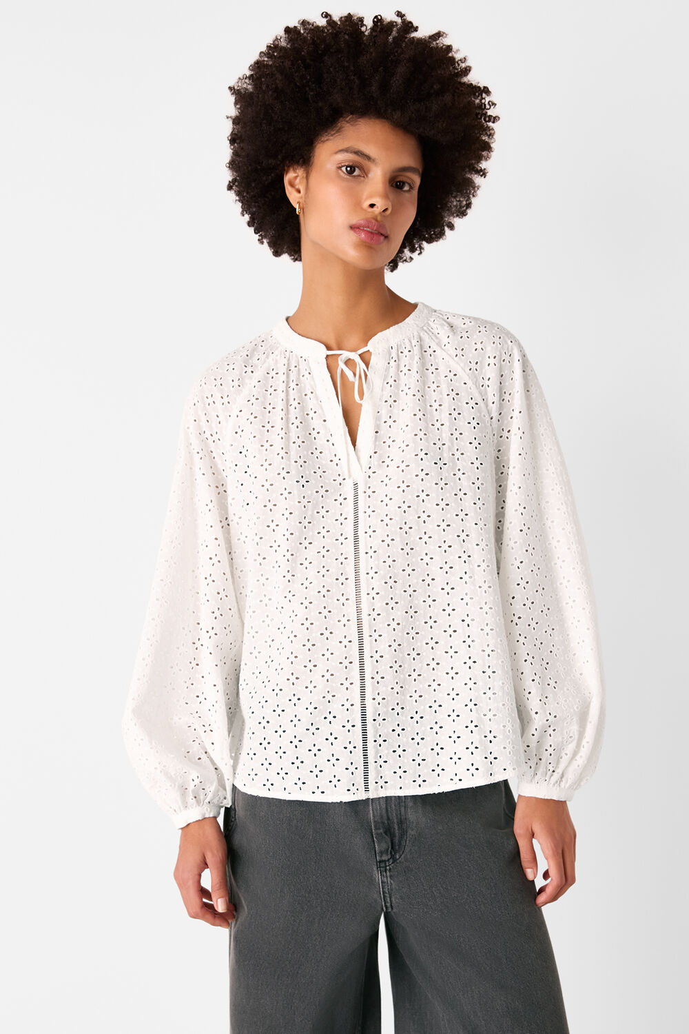 Broderie V Neck Blouse