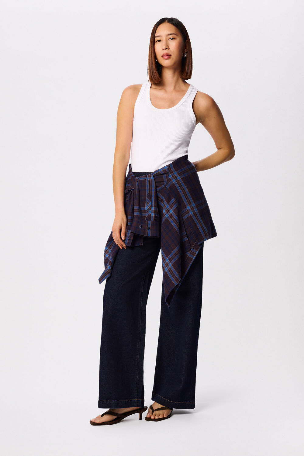 Blue Checked Brushed Cotton Shirt