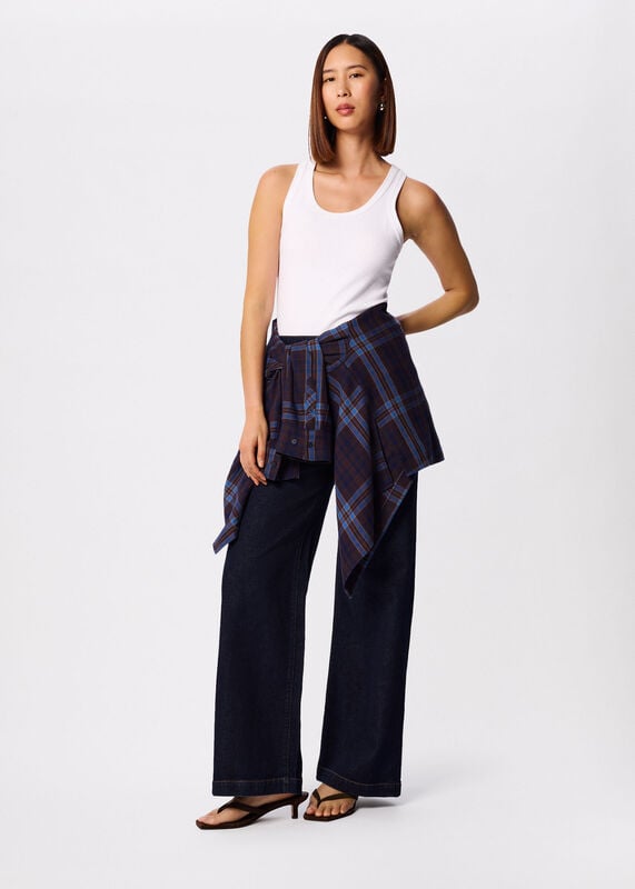 Blue Checked Brushed Cotton Shirt