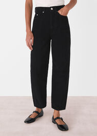 High Waist Cord Barrel Jean