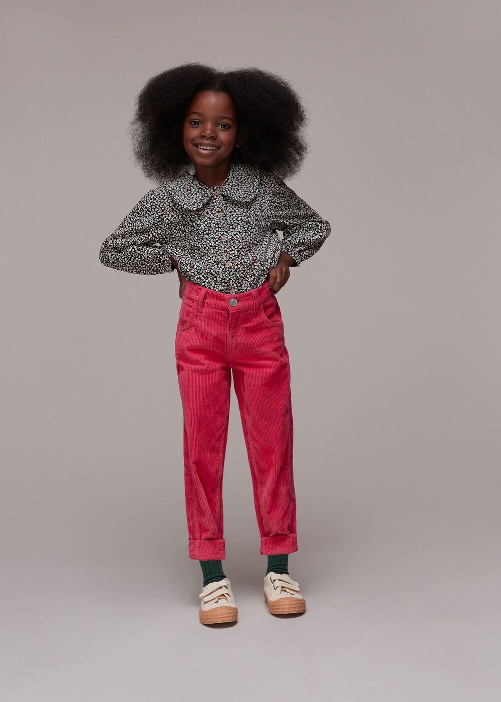 Multicolour Micro Bud Babycord Collar Top | WHISTLES | Whistles US
