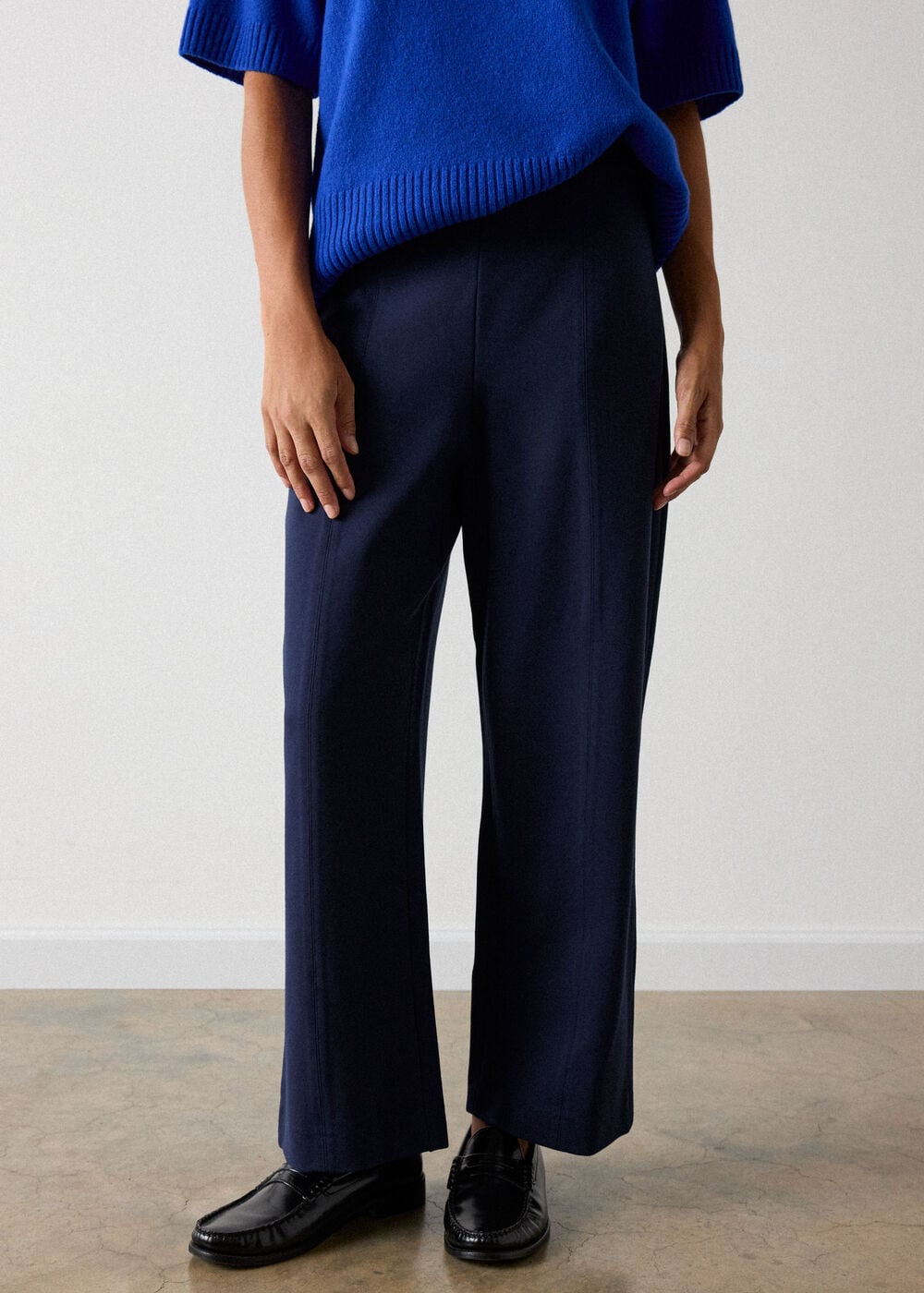 Navy Petite Camilla Wide Leg Trouser