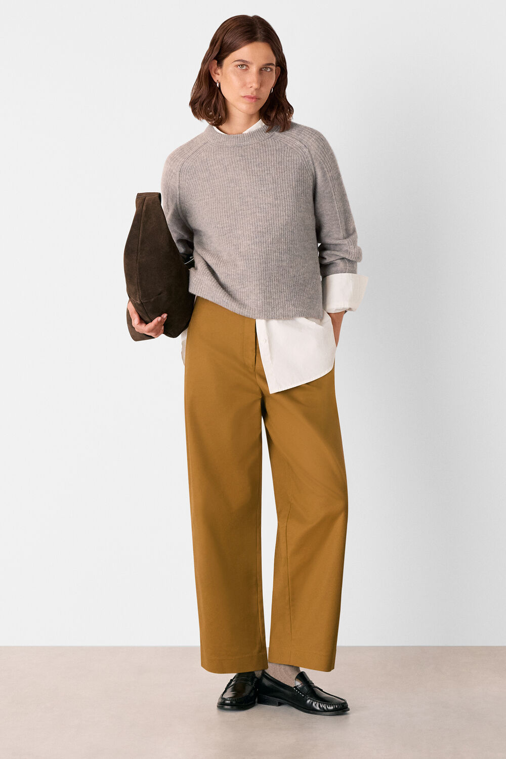 Neutral Aria Wool Mix Crew Knit