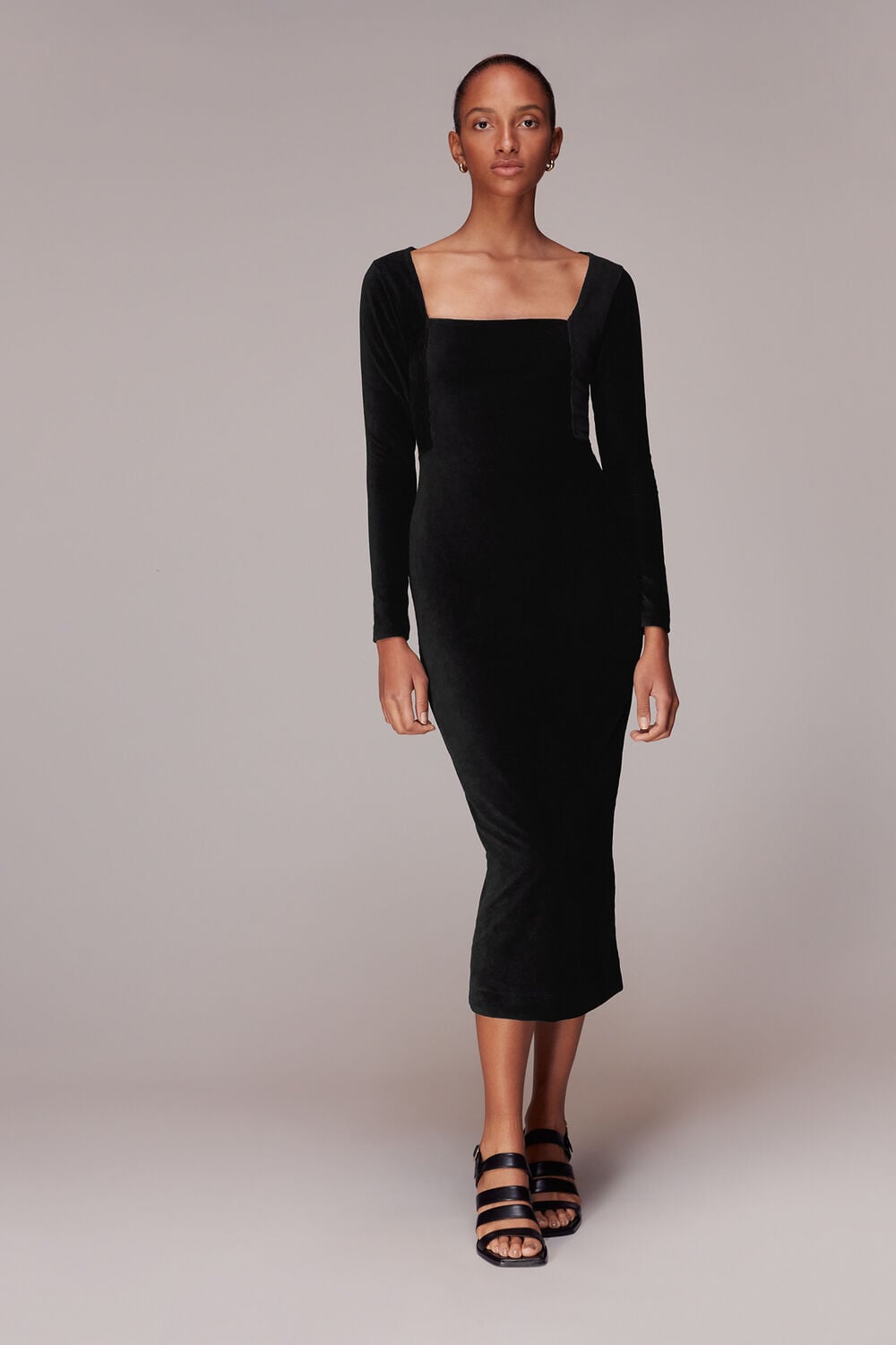 Jersey Velvet Midi Dress