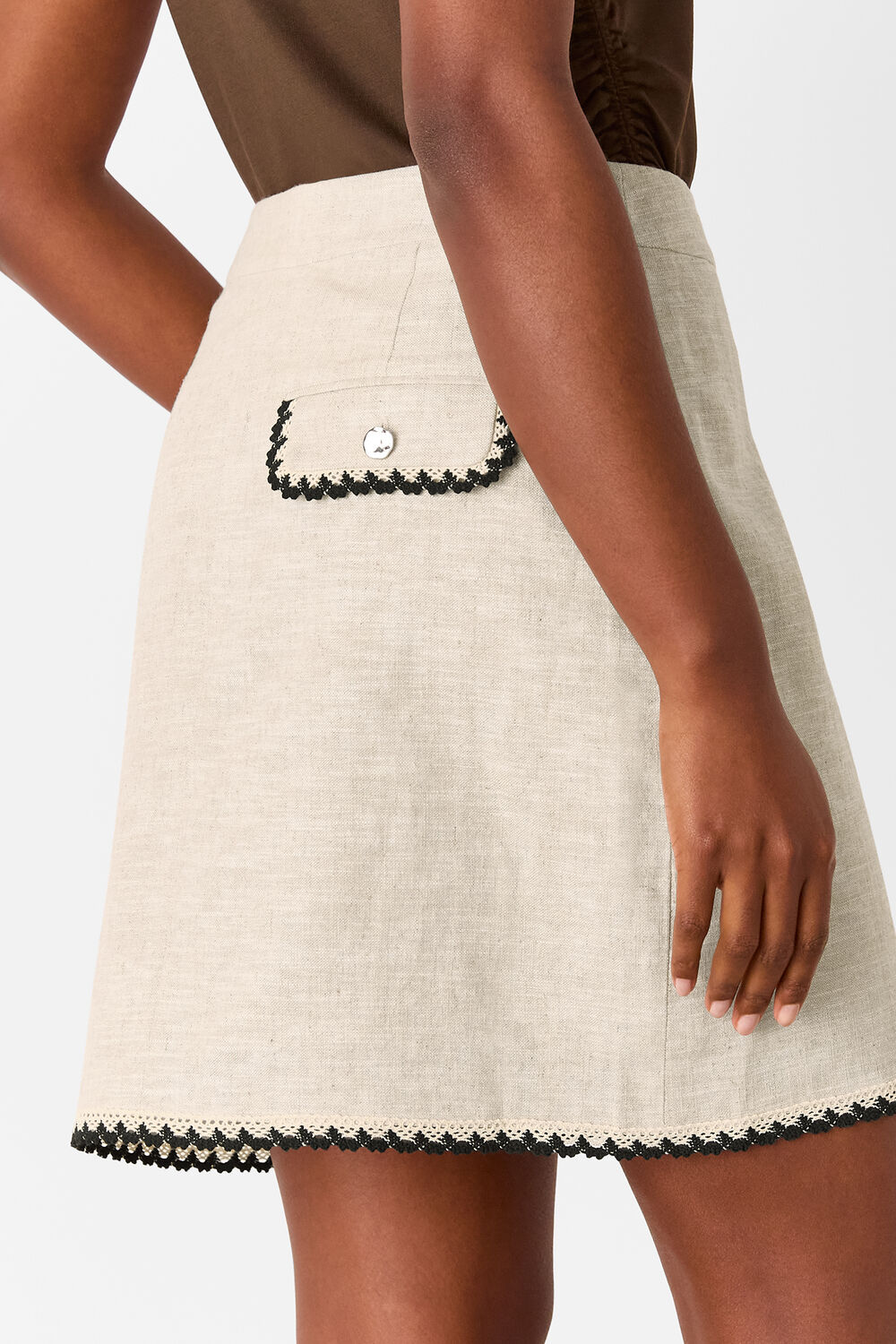 Oatmeal Linen Mix Mini Skirt