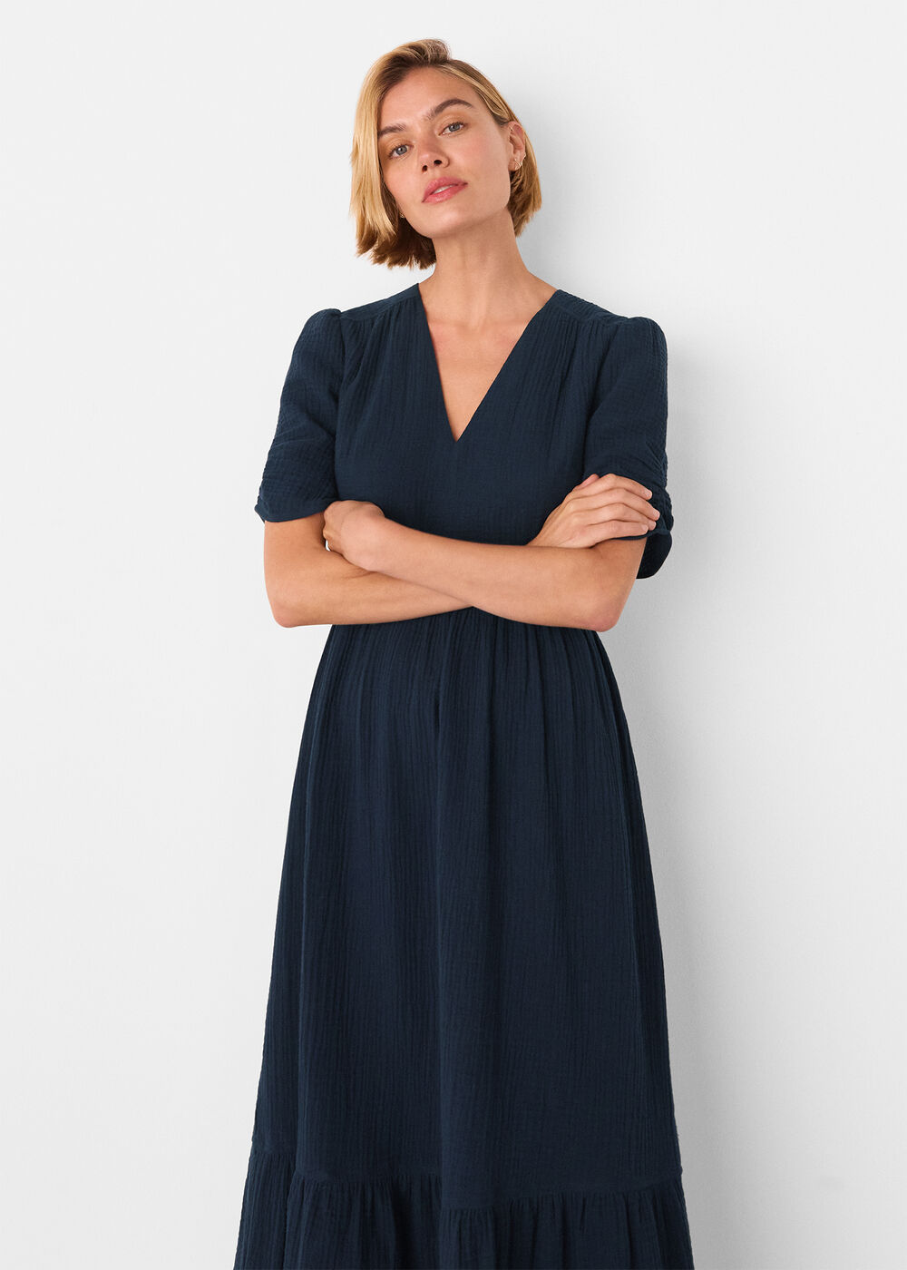 Textured Cotton Midi Dress