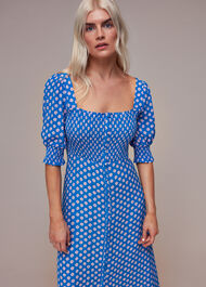 Petite Floral Sunburst Shirred Dress